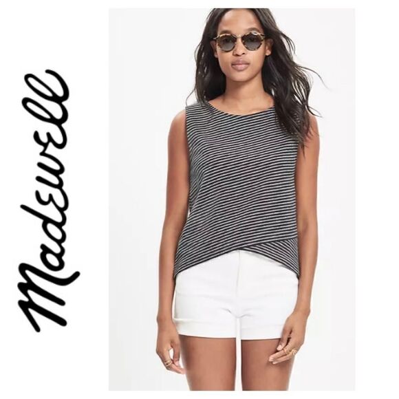 Madewell black & white striped crop top - XXS - Picture 2 of 8